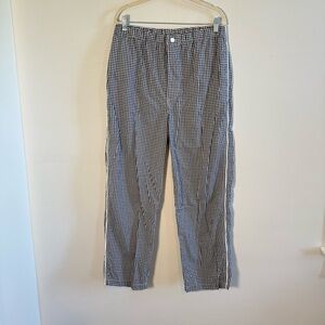 Sleepy Jones 100% Cotton Navy and White Gingham Lounge Pants, Size L, Like New!